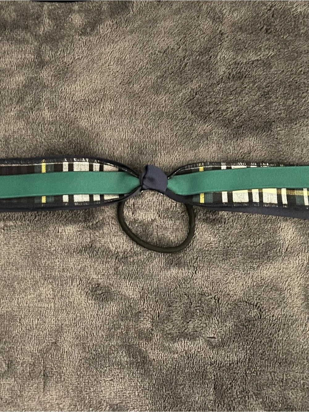 Plaid & Green Ribbon Hair Tie for Girls Accessories